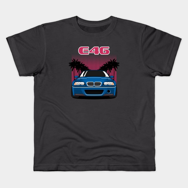 e46 blue bimmer Kids T-Shirt by masjestudio